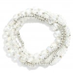 Wholesale set Five Beaded Bracelets Faceted Metal Beads Cushion Square Cut Beads