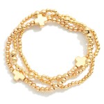 Wholesale set Three Metal Beaded Stretch Bracelets Dainty Metal Cross Beads D