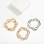 Wholesale set Three Metal Beaded Stretch Bracelets Dainty Metal Cross Beads D