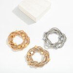 Wholesale set Five Metal Beaded Stretch Bracelets Dainty Metal Cross Beads D