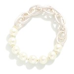 Pearl and Chain Link Stretch Bracelet

- Approximately 2.5" D