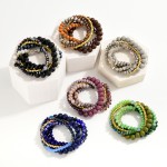 Wholesale set Five Faceted Glass Wood Beaded Stretch Bracelets D