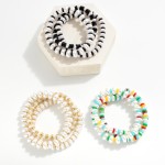 Wholesale set Three Beaded Stretch Bracelets Flatted Pearls Disc Beads D