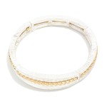 Wholesale brushed Metal Stretch Bracelets Bead Details D