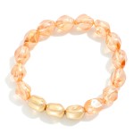 Wholesale beaded Stretch Bracelet Translucent Irregular Beads Gold Tones D