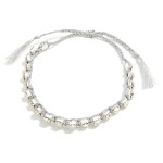 Wholesale adjustable Rainbow Tinsel Threaded Friendship Bracelet Rhinestone Adju