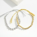 Wholesale adjustable Rainbow Tinsel Threaded Friendship Bracelet Rhinestone Adju