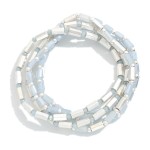 Wholesale set Five Cushion Cut Metal Hexagonal Tube Beaded Stretch Bracelets D