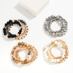 Wholesale set Four Mixed Media Beaded Stretch Bracelets Semi Precious Natural St