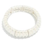 Wholesale pearl Studded Linked Segmented Metal Stretch Bracelet D