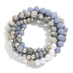 Wholesale set Four Beaded Stretch Bracelets Semi Precious Stones Pearls Faceted