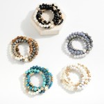 Wholesale set Four Beaded Stretch Bracelets Semi Precious Stones Pearls Faceted