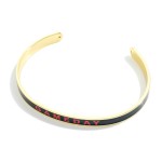 Wholesale gold Dipped Color Stripe Game Day Cuff Bracelet Gold Dipped Made Korea