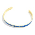 Wholesale gold Dipped Color Stripe Game Day Cuff Bracelet Gold Dipped Made Korea