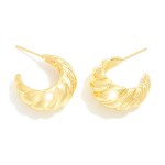 Wholesale gold Dipped Metal Croissant Hoop Earrings Gold White Gold Dipped Sterl