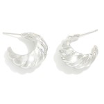 Wholesale gold Dipped Metal Croissant Hoop Earrings Gold White Gold Dipped Sterl