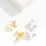 Wholesale gold Dipped Curved Hoop Earrings Gold White Gold Dipped Sterling Silve