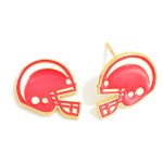 Wholesale enamel Gold Dipped Football Helmet Stud Earrings Gold Dipped Sterling