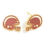 Enamel Coated Gold Dipped Football Helmet Stud Earrings

- Gold Dipped
- Sterling Silver Post
- Made in Korea
- Approximately .5" W