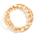 Wholesale set Four Metal Beaded Bracelets Faceted Square Beads D