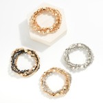 Wholesale set Four Metal Beaded Bracelets Faceted Square Beads D