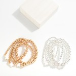 Wholesale set Three Beaded Bracelets Metal Tones Pearl Clovers D