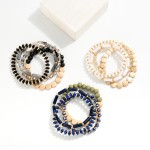 Wholesale set Four Beaded Bracelets Wood Beads Discs Gold Tones D