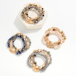 Wholesale set Three Beaded Bracelets Gold Tones Faceted Beads Speckled Stone D