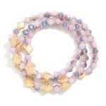Wholesale set Three Beaded Bracelets Faceted Beads Gold Textured Triangle Beads