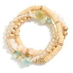 Wholesale set Three Beaded Stretch Bracelets Heishi Beads Faceted Glass Beads Na
