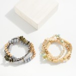 Wholesale set Three Beaded Stretch Bracelets Heishi Beads Faceted Glass Beads Na