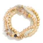Wholesale set Three Beaded Stretch Bracelets Heishi Beads Faceted Glass Beads Na