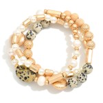 Wholesale set Three Beaded Bracelets Pearls Gold Tones Stones D