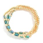 Wholesale set Three Beaded Stretch Bracelets Gold Tones Faceted Beads D