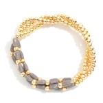 Wholesale set Three Beaded Stretch Bracelets Gold Tones Faceted Beads D