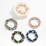Wholesale set Three Beaded Bracelets Stone Gold Tones D