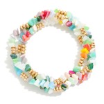 Wholesale set Three Beaded Bracelets Gold Discs Diamond Beads D