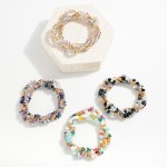 Set of Three Beaded Bracelets Featuring Gold Discs & Diamond Shaped Beads

- Approximately 3" D