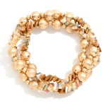 Wholesale set Three Beaded Bracelets Gold Disco Balls Diamond Beads D