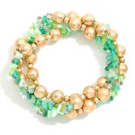 Wholesale set Three Beaded Bracelets Gold Disco Balls Diamond Beads D