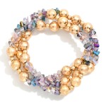 Wholesale set Three Beaded Bracelets Gold Disco Balls Diamond Beads D