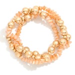 Wholesale set Three Beaded Bracelets Gold Disco Balls Diamond Beads D