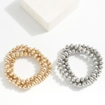 Wholesale set Three Metal Beaded Stretch Bracelets D