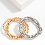 Wholesale set Three Metal Beaded Stretch Bracelets D