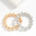 Wholesale textured Metal Beaded Stretch Bracelet L