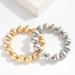 Wholesale matte Metal Beaded Stretch Bracelet D
