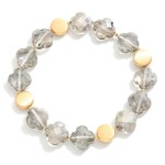 Wholesale beaded Stretch Bracelet Gold Tones Glass Crystal Clovers D