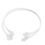 Wholesale metal Cuff Bracelet Pearl Studded Clover Details D