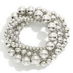 Wholesale set Five Metal Beaded Stretch Bracelets D