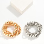 Wholesale set Five Metal Beaded Stretch Bracelets D